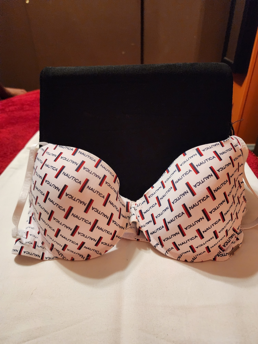 Nautica White Logo Print Push-Up Bra